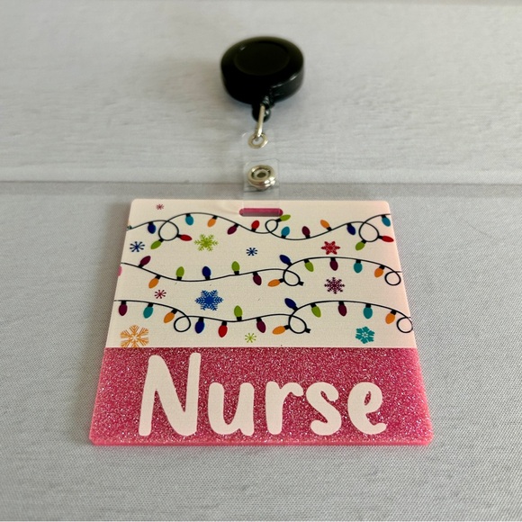 Glitter Badge Buddy | Nurse Card Holder | RN ID Tag Backer and Retractable Reel - Picture 6 of 11